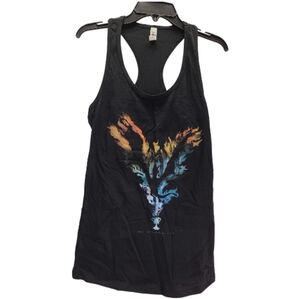 Women's Goblet of Fire Dragon Color Flames Tank Top Racerback Black X-Small